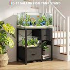 20-29 Gallon Fish Tank Stand with Power Outlets, Heavy Duty Metal and Wood Aquarium Table with Storage Shelf for Living Room