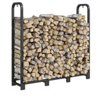 Coolmee Firewood Rack Stand 4ft, Steel Log Holder, Wood Pile Storage Organizer, Adjustable Lumber Storage Stacker for Fireplace Fire Pit, Heavy Duty