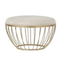 Gillian Fabric Upholstered Round Ottoman - Gold/Beige - iNSPIRE Q