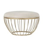 Gillian Fabric Upholstered Round Ottoman - Gold/Beige - iNSPIRE Q