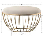 Pouf rond rembourré en tissu Gillian – Doré/beige – iNSPIRE Q