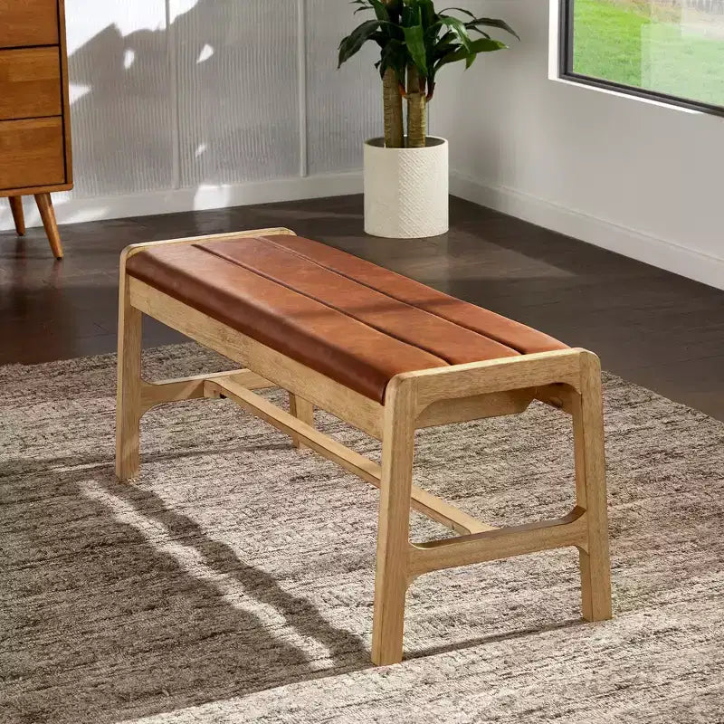 Abstergo Modern Scandinavian Wood Finish Bench - iNSPIRE Q