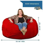 Ultimate Sack 5ft Bean Bag Chair and Footstool, Oversized Lounger, Red Suede