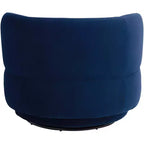 Studio 55D Fontana 36 Wide Prussian Blue Velvety Fabric Occasional Swivel Chair