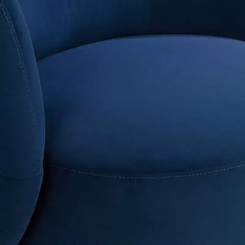 Studio 55D Fontana 36 Wide Prussian Blue Velvety Fabric Occasional Swivel Chair