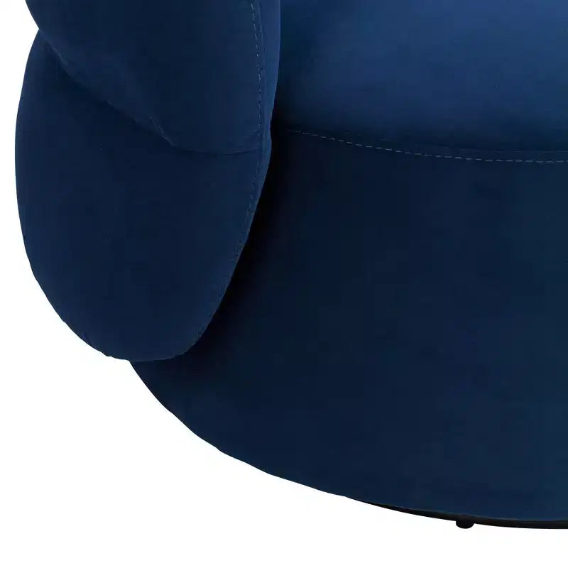 Studio 55D Fontana 36 Wide Prussian Blue Velvety Fabric Occasional Swivel Chair