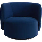 Studio 55D Fontana 36 Wide Prussian Blue Velvety Fabric Occasional Swivel Chair