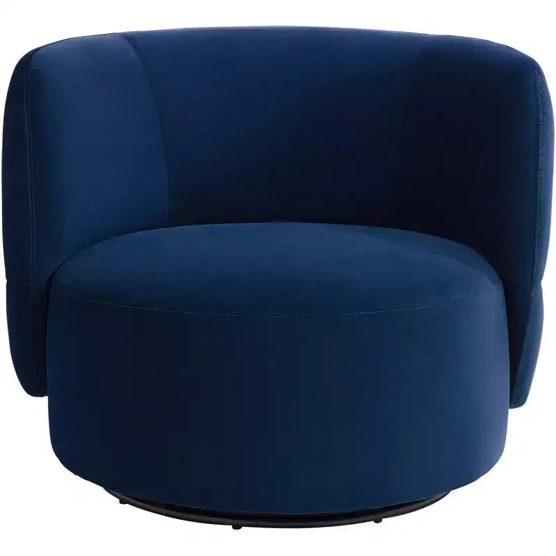 Studio 55D Fontana 36 Wide Prussian Blue Velvety Fabric Occasional Swivel Chair