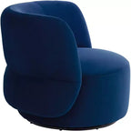 Studio 55D Fontana 36 Wide Prussian Blue Velvety Fabric Occasional Swivel Chair