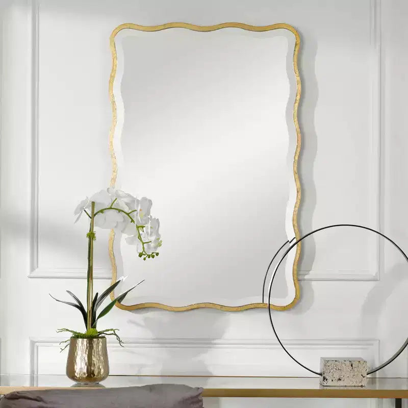 Uttermost Aneta 36 x 24 Scalloped Wood Gold Mirror