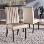 Chaises de salle à manger Pruett Velvet Channel Back (lot de 2) - iNSPIREQ