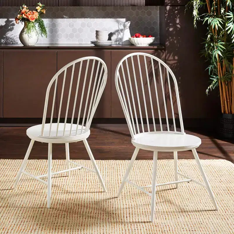 Chaise d'appoint en métal Norfolk Hoop High Back Windsor avec siège en bois (lot de 2) - iNSPIREQ