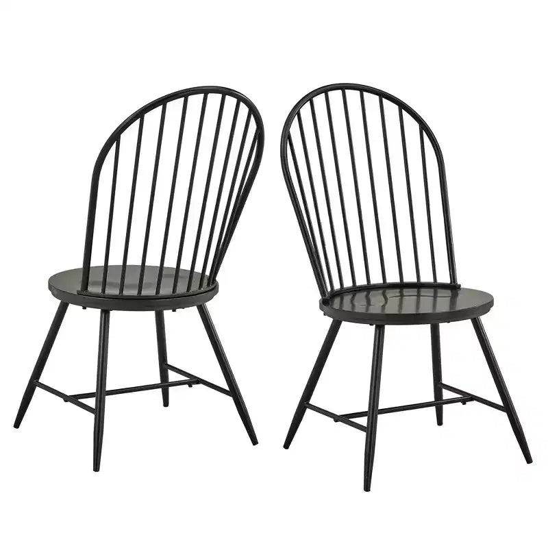 Norfolk Hoop High Back Windsor Metal Side Chair with Wood Seat (Set of 2) - iNSPIREQ