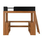 Lit mezzanine double de style Mid-Century Modern avec bureau et étagères intégrés