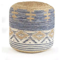 HomeRoots 18 Blue Cylinder Geometric Pouf Ottoman