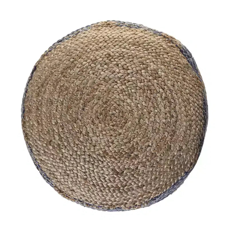 HomeRoots Pouf/Repose-pieds cylindrique géométrique bleu 18