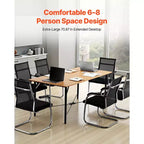VEVOR Conference Table, 6 ft Office Meeting Table for 6-8 Person, Modern Rectangle Seminar Desk with Metal Legs, Meeting Desk Ideal for Office,Brown