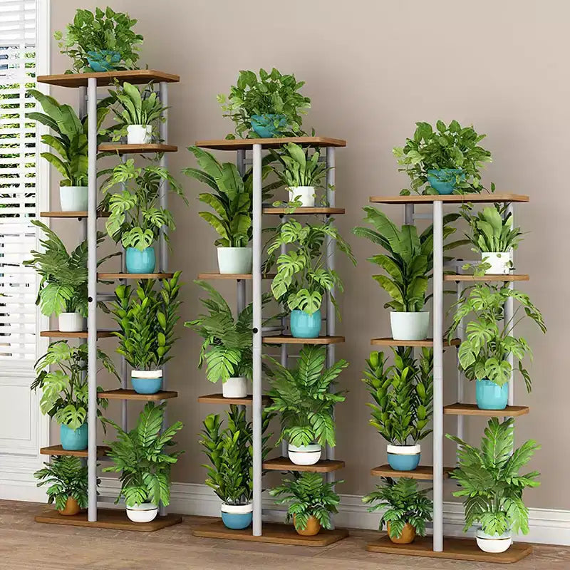 Support de Plante Intérieur Extérieur, Étagère d'Angle Haute à 4 Niveaux pour Plantes, Étagère Haute en Métal Multi-Niveaux pour Plantes, Présentoir pour Patio Jardin