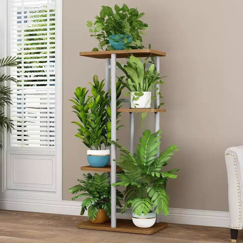 Support de Plante Intérieur Extérieur, Étagère d'Angle Haute à 4 Niveaux pour Plantes, Étagère Haute en Métal Multi-Niveaux pour Plantes, Présentoir pour Patio Jardin