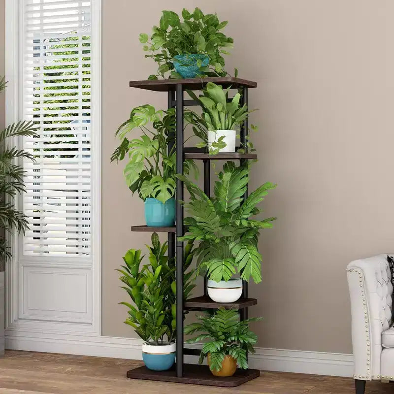 Support de Plante Intérieur Extérieur, Étagère d'Angle Haute à 4 Niveaux pour Plantes, Étagère Haute en Métal Multi-Niveaux pour Plantes, Présentoir pour Patio Jardin