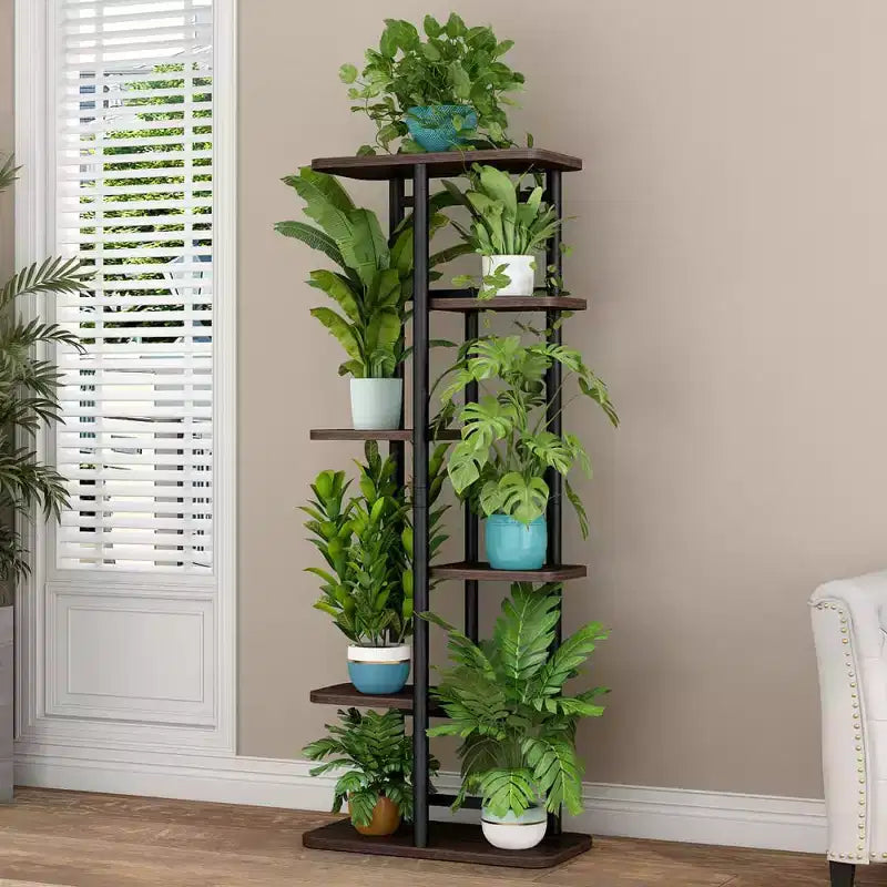 Support de Plante Intérieur Extérieur, Étagère d'Angle Haute à 4 Niveaux pour Plantes, Étagère Haute en Métal Multi-Niveaux pour Plantes, Présentoir pour Patio Jardin