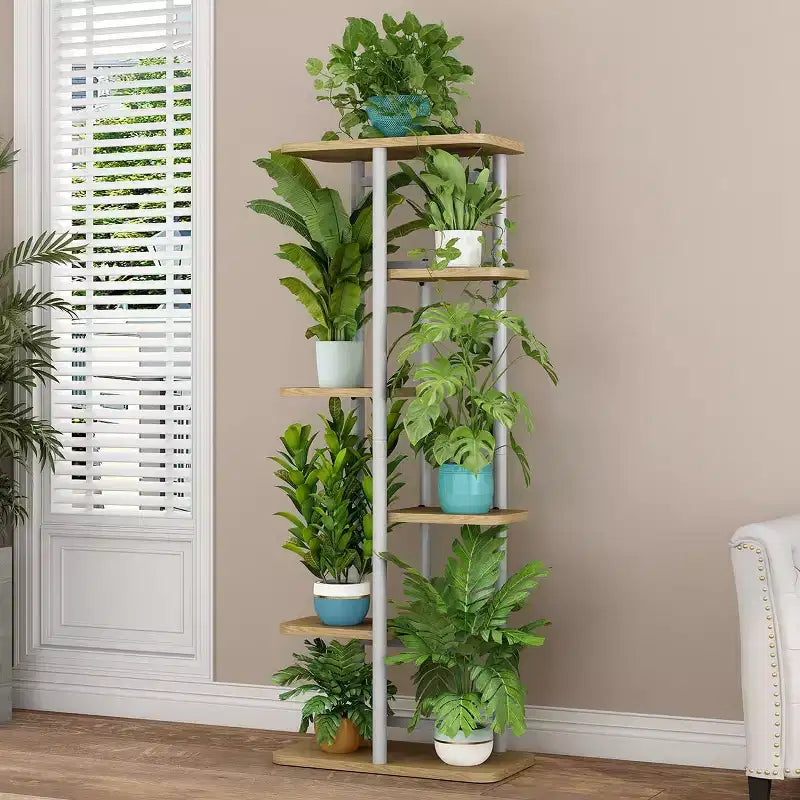 Support de Plante Intérieur Extérieur, Étagère d'Angle Haute à 4 Niveaux pour Plantes, Étagère Haute en Métal Multi-Niveaux pour Plantes, Présentoir pour Patio Jardin
