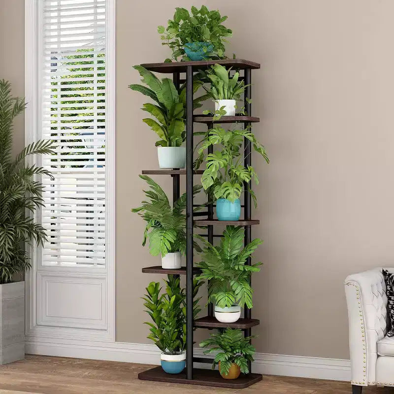 Support de Plante Intérieur Extérieur, Étagère d'Angle Haute à 4 Niveaux pour Plantes, Étagère Haute en Métal Multi-Niveaux pour Plantes, Présentoir pour Patio Jardin