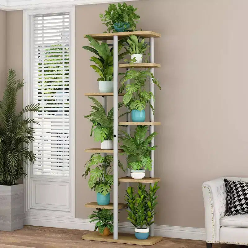 Support de Plante Intérieur Extérieur, Étagère d'Angle Haute à 4 Niveaux pour Plantes, Étagère Haute en Métal Multi-Niveaux pour Plantes, Présentoir pour Patio Jardin