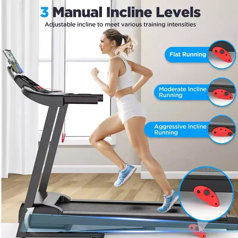 3.5HP Treadmill on Sale: Foldable Treadmill with 12% Incline, APP & Bluetooth Speakers, 330lbs Capacity, 64 Programs, Home Gym