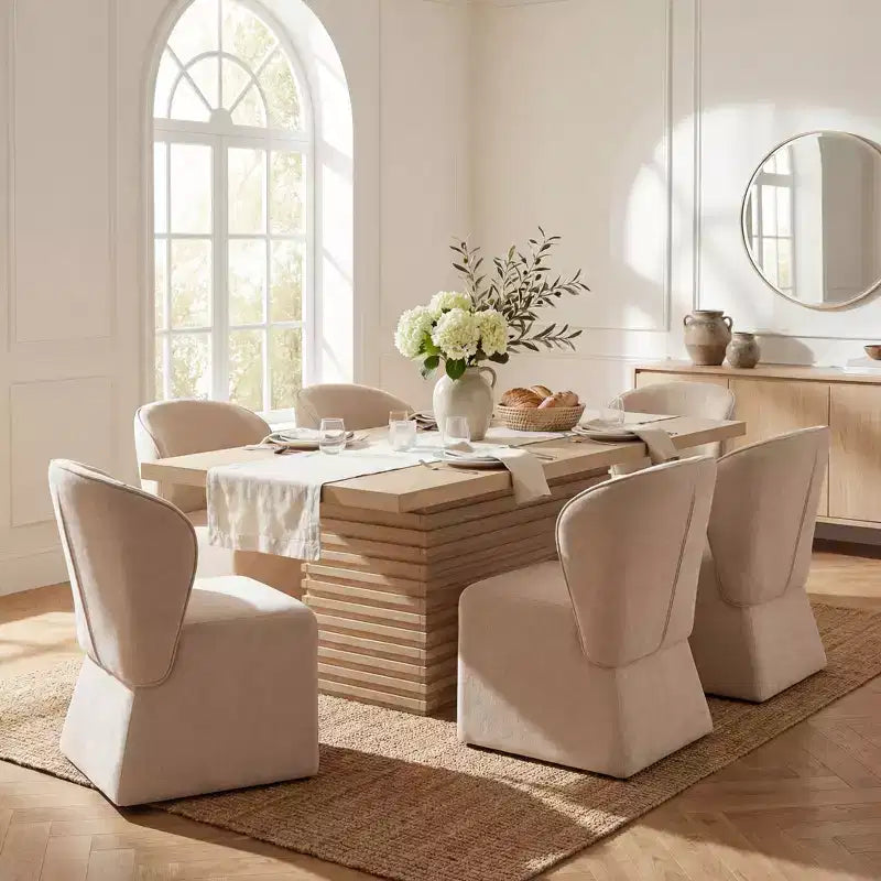 Christopher Knight Home Wichai Modern 7 Piece Wooden and Metal Dining Set with Upholstered Chairs