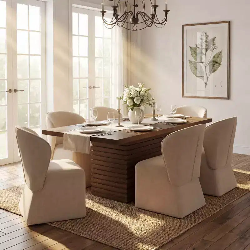 Christopher Knight Home Wichai Modern 7 Piece Wooden and Metal Dining Set with Upholstered Chairs