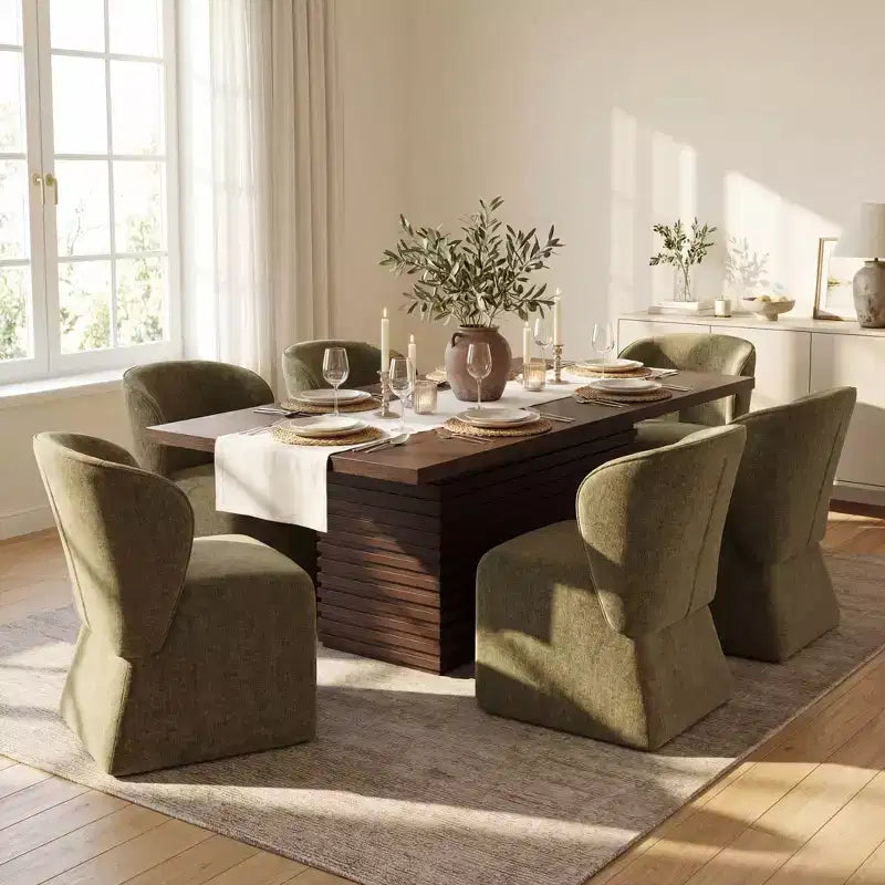 Christopher Knight Home Wichai Modern 7 Piece Wooden and Metal Dining Set with Upholstered Chairs