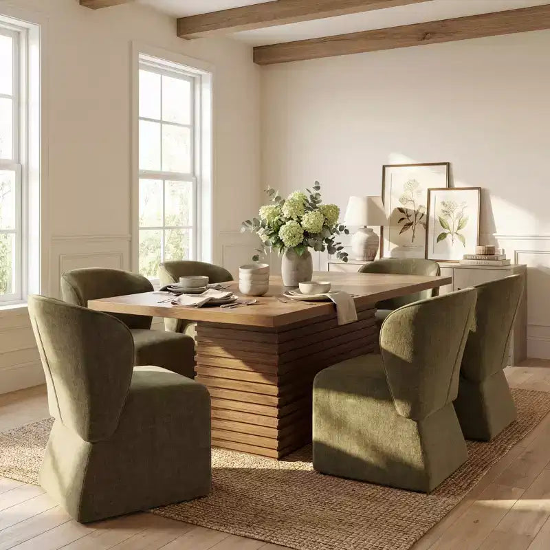 Christopher Knight Home Wichai Modern 7 Piece Wooden and Metal Dining Set with Upholstered Chairs