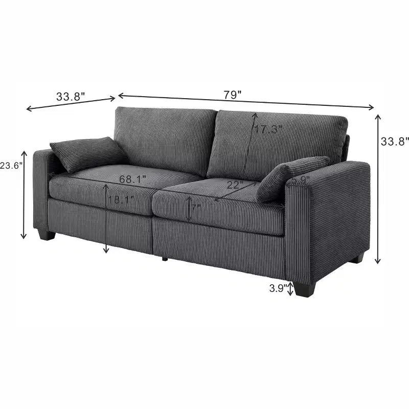 Causeuse moderne en tissu rembourré GDFStudio Garcia avec housses amovibles