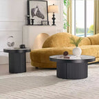 Ensemble de 2 tables basses rondes GDFStudio Larkspur avec plateaux en pierre frittée