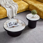 Ensemble de 2 tables basses rondes GDFStudio Larkspur avec plateaux en pierre frittée