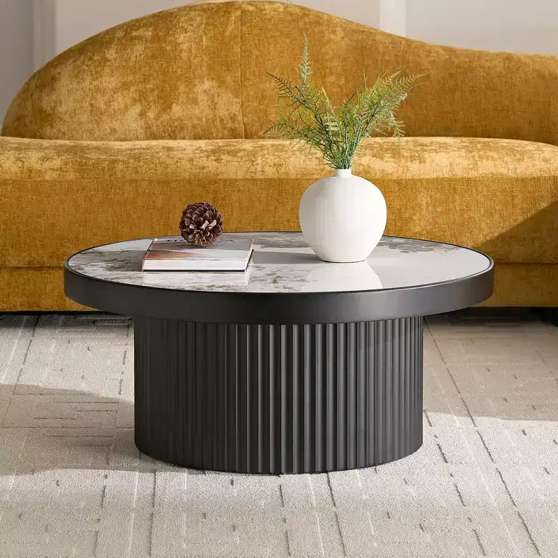 Ensemble de 2 tables basses rondes GDFStudio Larkspur avec plateaux en pierre frittée
