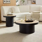 Ensemble de 2 tables basses rondes GDFStudio Larkspur avec plateaux en pierre frittée