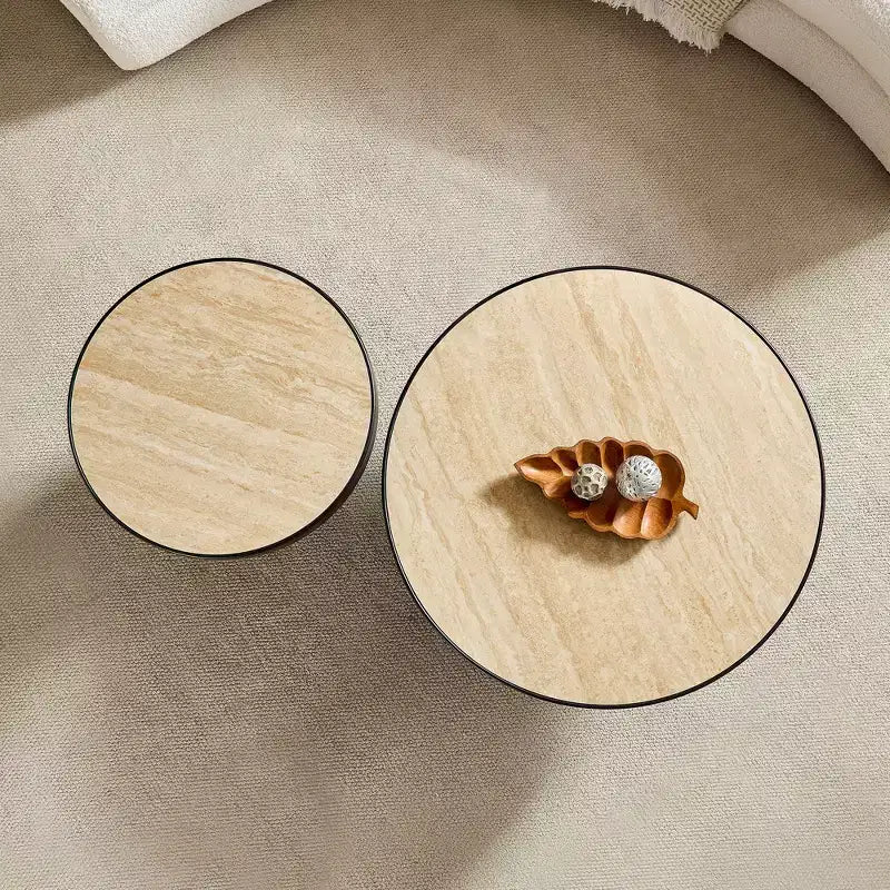 Ensemble de 2 tables basses rondes GDFStudio Larkspur avec plateaux en pierre frittée