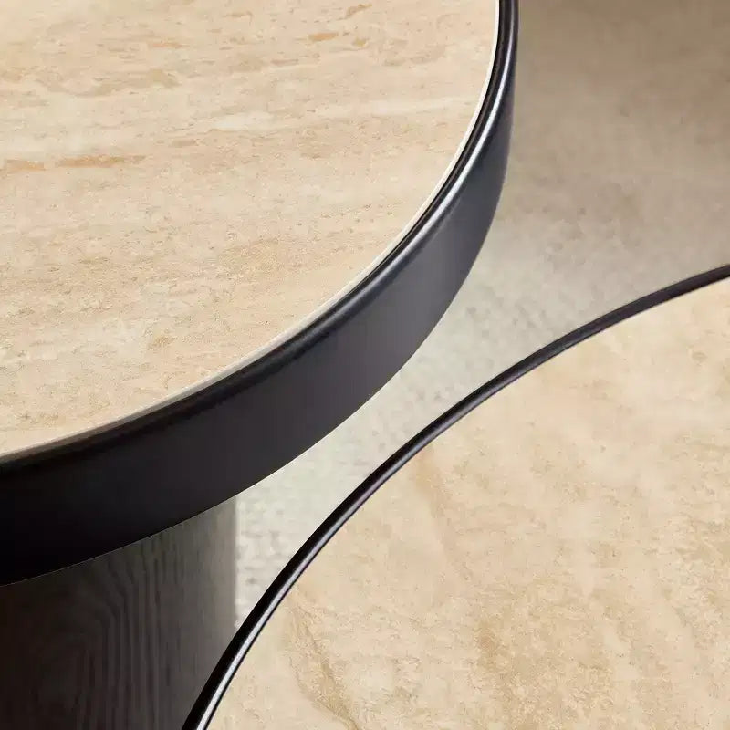 Ensemble de 2 tables basses rondes GDFStudio Larkspur avec plateaux en pierre frittée
