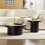 GDFStudio Larkspur 2-Piece Round Coffee Table Set with Sintered Stone Tabletops
