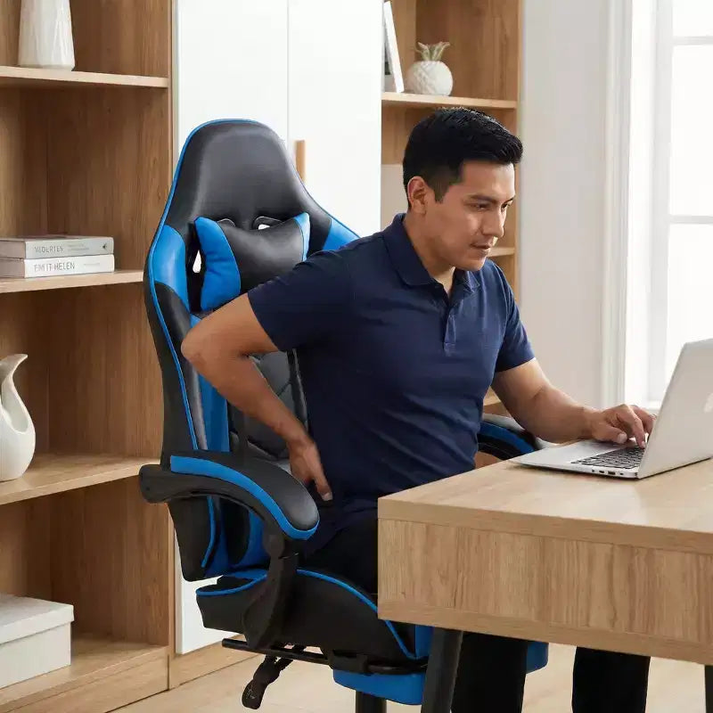 Gaming Chair with Footrest, Ergonomic Computer Chair with Headrest & Lumbar Support, Breathable Height Adjustable Game Chair for Home&Office