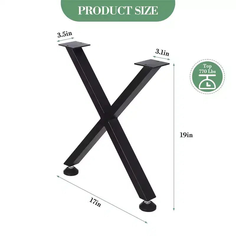 Pieds de table basse en métal Garvee, pieds de table robustes en forme de X avec pieds réglables pour table à manger, établi, lot de 2, noirs