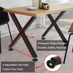 Pieds de table basse en métal Garvee, pieds de table robustes en forme de X avec pieds réglables pour table à manger, établi, lot de 2, noirs