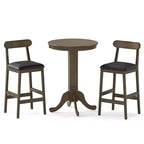 Costway 3 PCS Wood Bar Table Set with Pedestal Base, 2 Armless Stools, Padded Seat, Backrest