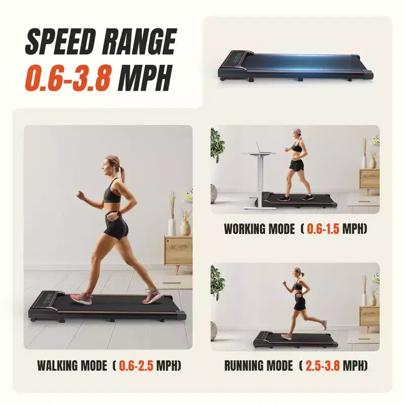 JIONJOY Compact Armless Treadmill: Quiet Under-Desk Walker for Small Spaces, Slim & Portable - Ideal for Home Office & Apartment Fitness