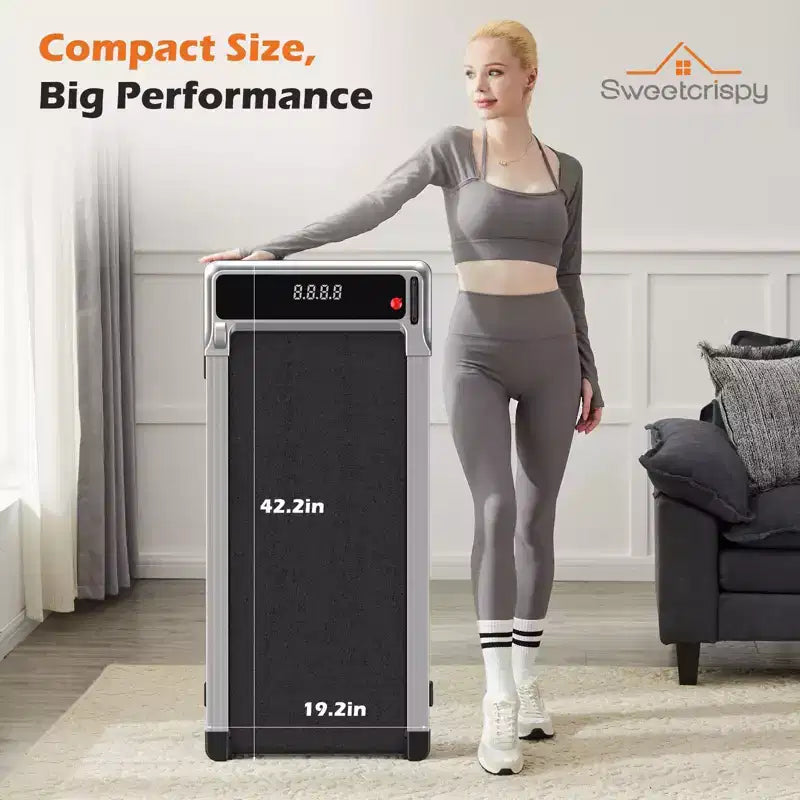 JIONJOY Compact Armless Treadmill: Quiet Under-Desk Walker for Small Spaces, Slim & Portable - Ideal for Home Office & Apartment Fitness