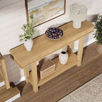 Console étroite en bois à 2 niveaux de style campagnard, avec étagère, pour l'arrière d'un canapé, une entrée, un couloir, un salon
