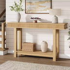 Console étroite en bois à 2 niveaux de style campagnard, avec étagère, pour l'arrière d'un canapé, une entrée, un couloir, un salon