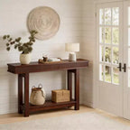 Farmhouse Fluted Console Table, 2-Tier Wooden Entryway with Shelf, Narrow for Behind Couch, Foyer, Hallway, Living Room